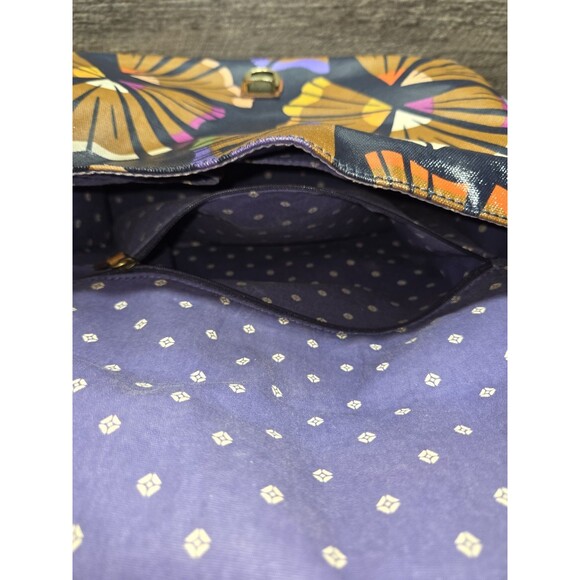 Fossil Crossbody Navy Blue Bag Colored Floral Print Coated Canvas Colorful - Picture 12 of 16